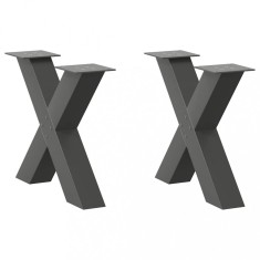 vidaXL Picioare pentru măsuță de cafea &icirc;n formă de X, 2 buc., antracit, 60x(42-43) cm, oțel 4012962