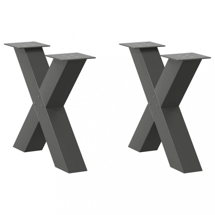 Gossi picioare pentru masuta cafea in forma de x 2 buc antracit otel