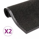 Set 2 Covorase Intrare Negre 60x90 cm Anti-praf antiderapante vidaXL - Interior Exterior