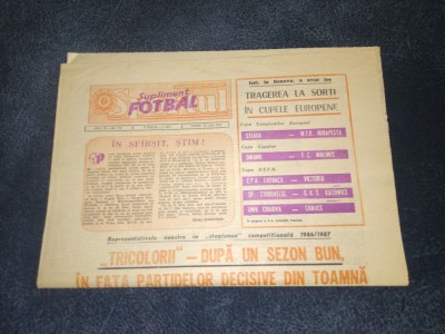 ZIARUL SPORTUL SUPLIMENT FOTBAL 10 IULIE 1987 CUPE EUROPENE foto