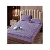 Cumpara ieftin Husa pentru saltea tip topper cu elastic + 2 Fete de perna catifea, Mov 180x200cm - JOJ558