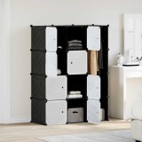 vidaXL Dulap modular cu 9 compartimente, 109x36,5x143 cm, negru și alb