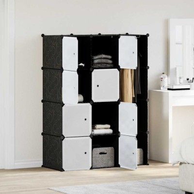 vidaXL Dulap modular cu 9 compartimente, 109x36,5x143 cm, negru și alb foto