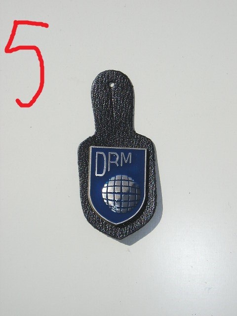 QW8 15 - Insigna - tematica militara - simbol mapamond DRM - suport piele
