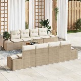 Cumpara ieftin Set de canapele pentru grădină cu pernă 9 pcs Bej Rattan poli