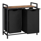 Raft baie cu cosuri rufe, Leobert, placa MDF, 2 rafturi, maro, 73x33x72 cm