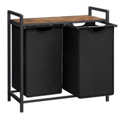Raft baie cu cosuri rufe, Leobert, placa MDF, 2 rafturi, maro, 73x33x72 cm