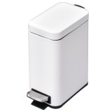 HOMCOM Cos de Gunoi cu pedala Pentru Bucatrie, Cos Igienic si confortabil, Capacitate 5 l, 29.2 x 14 x 32 cm, Metal, Alb