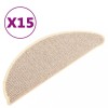 Covorase pentru scari, 15 buc., 65x21x4 cm, alb si maro, semirotunde, mari