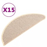 Cumpara ieftin Covorase pentru scari, 15 buc., 65x21x4 cm, alb si maro, semirotunde, mari