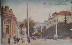 Carte postala, gimnaziu in Dej, perioada interbelica