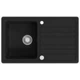Cumpara ieftin Chiuveta bucatarie granit, bazin unic cu scurgere reversibila, negru
