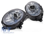 Set de faruri LED de tuning potrivit pentru Mini Cooper F54 Clubman 2015-2019, F55, F56 hatchback 2014-2021 cu baza cromata, pentru modelele cu lumini