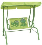 Leagan pentru copii SANDIA cu copertina, 2 locuri, 115x75x110 cm, broasca