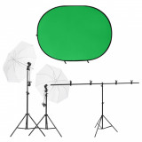 Kit studio foto cu set de lumini si ecran de fundal GartenMobel Dekor, vidaXL