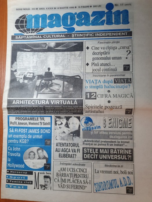 ziarul magazin 14 martie 1996-articole despre john travolta si whitney houston