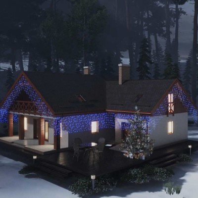 vidaXL Lumini de perdea tip gheață 400 LED-uri albastru 8 funcții 10 m 328913 foto