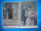 HOPCT 1622 CUPLU-ROMANTICA-FRANTA-TCV-LOT 2 CARTI POSTALE VECHI-CIRCULATE, Circulata, Printata