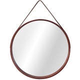 Oglinda rotunda cu rama din lemn LOFT D.Brown 50 cm