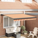 VidaXL Copertină retractabilă, galben/alb, 3x2,5 m, textil/aluminiu