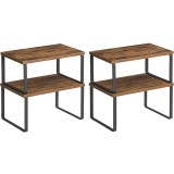 SONGMICS Rafturi bucatarie 30x20x16 cm, set 4 buc, modulare, suprapozabile si extensibile, metal si PAL, maro rustic Household NewTrend