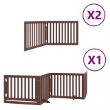 Cumpara ieftin Poarta caini pliabila cu usa 8 panouri maro 640 cm, lemn plop
