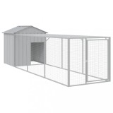 Cotet pui cu incinta gri deschis 117x405x123 cm otel galvanizat GartenMobel Dekor, vidaXL