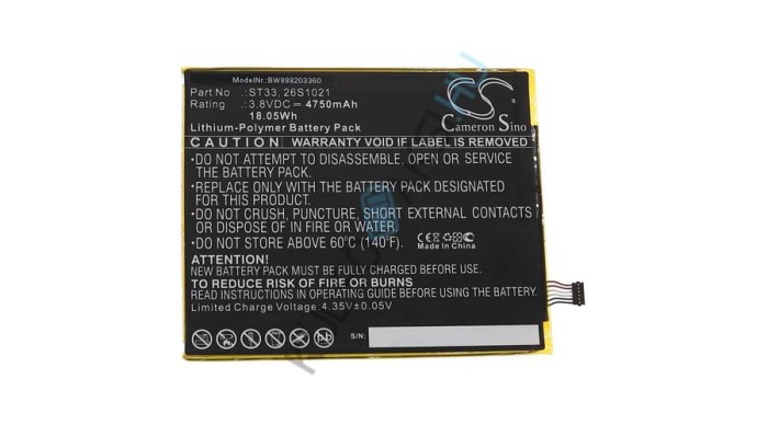 &Icirc;nlocuire baterie tabletă VHBW pentru Amazon 26S1021, 58-000303, 58-000313, ST33 - 4750 mAh 3,8 V Li-polimer