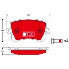 Set placute frana spate TRW, Audi A6, 202011, Q3, 202018; Seat Alhambra, 20; VW CC, Passat 202015, Passat CC, 202012, Sharan, 20, Tiguan, 202018,