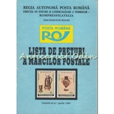 Lista De Preturi A Marcilor Postale. Valabila De La 1 Aprilie 1994