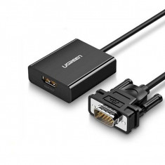 Cablu adaptor Ugreen VGA- HDMI, 1920x1080, Policarbonat/Plastic, 0.15 m, Negru