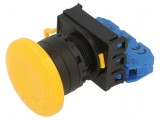 Comutator acţionat prin apăsare 22mm - galben 2 NO
