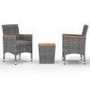 Set mobilier gradina, 3 piese, gri, poliratan si lemn acacia