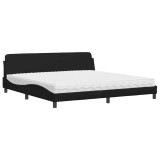 Cumpara ieftin Pat cu saltea, Dover, negru, 200x200 cm, piele ecologica