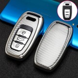Cumpara ieftin Husa Cheie Smartkey Audi cu 3 Butoane GRI Carbon TPU+PC Compatibila cu Audi A6 A7 A8 4G