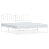 Cumpara ieftin Cadru de pat metalic cu tablie, alb, 193x203 cm