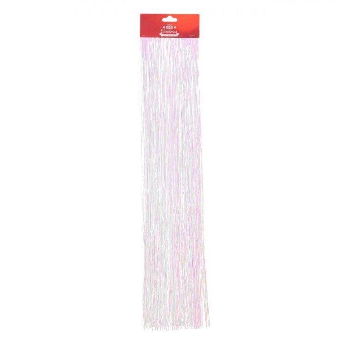 Beteală Decorativă Brad Crăciun, Alb Irizat, Dimensiuni 10x50cm