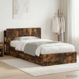 Cumpara ieftin Cadru de pat cu depozitare Stejar fumuriu 100 x 200 cm