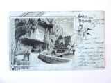 Rara! Carte postala litho Orsova:Salutari din Orsova,circulata 1902, Printata