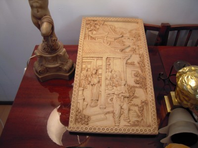 Tablou din ipsos si rasina cu motiv asiatic, greutate aprox. 5 kg, 30x55.5x2.5cm foto
