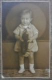Baietel cu ursulet de plus// Foto Luvru 1931, tip CP, Romania 1900 - 1950, Portrete