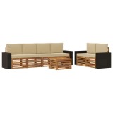 vidaXL Set de canapele de exterior cu pernă 7 pcs Natural și Bej 3384064