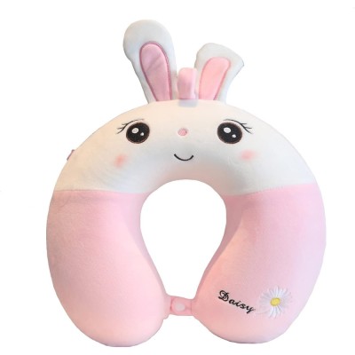 Pern&amp;Auml; ergonomic&amp;Auml; bunnycomfort, suport pentru g&amp;Atilde;&amp;cent;t &amp;Egrave;i cap, spum&amp;Auml; cu memorie, 30x30 cm, prindere cu capse, roz-alb foto