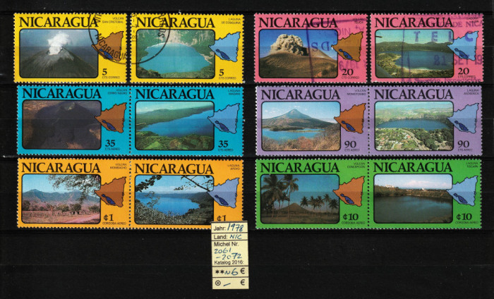 Nicaragua, 1978 | Vulcani din regiune - Geografie | Compl. - parţial MNH | aph