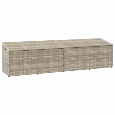 vidaXL Cutie de depozitare grădină gri deschis 220x50x58 cm Poly Ratan foto