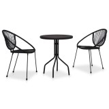 Set mobilier de bistro, 3 piese, negru, ratan PVC GartenMobel Dekor, vidaXL