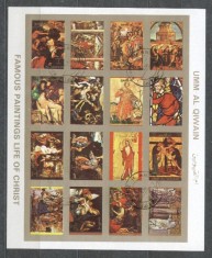 Umm al Qiwain 1973 Painting, Religion, mini imperf.sheetlet, used T.014