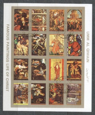 Umm al Qiwain 1973 Painting, Religion, mini imperf.sheetlet, used T.014 foto