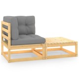 Gossi set mobilier gradina cu perne, 2 piese, lemn masiv de pin