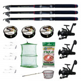 Set 3 lansete eastshark 3m ultra carp, trei mulinete LS500, trei gute, trei monturi, minciog, pufuleti si juvelnic